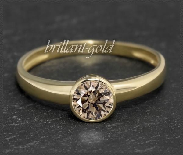 Brillant Ring aus 585 Gold, 0,52ct, champagner, Si1